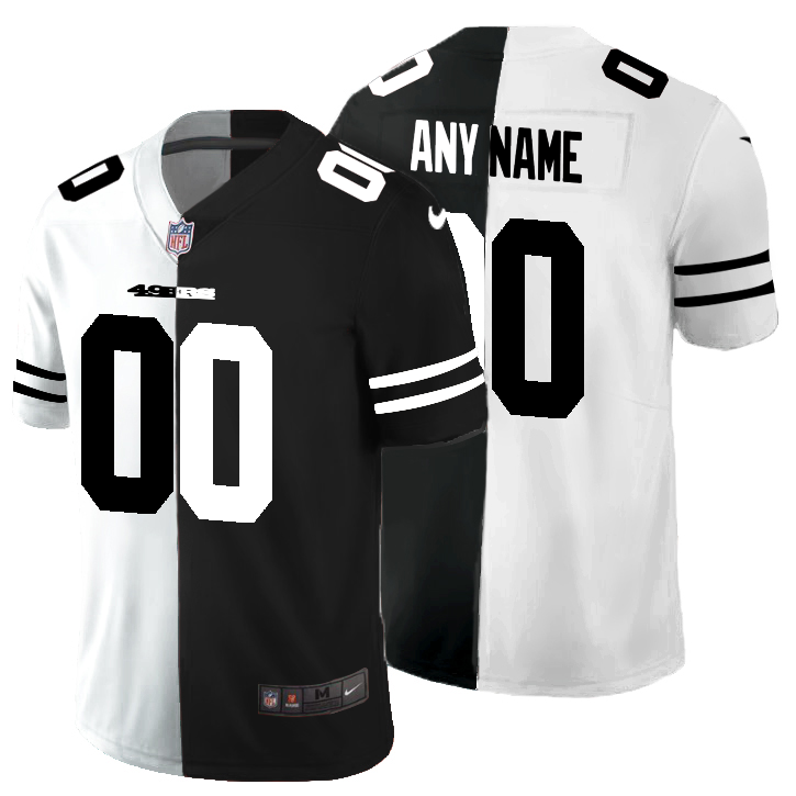 Men's San Francisco 49ers Customized Black & White Split Limited Stitched Football Jersey Men's San Francisco 49ers Customized Black & White Split Limited Stitched Football Jersey